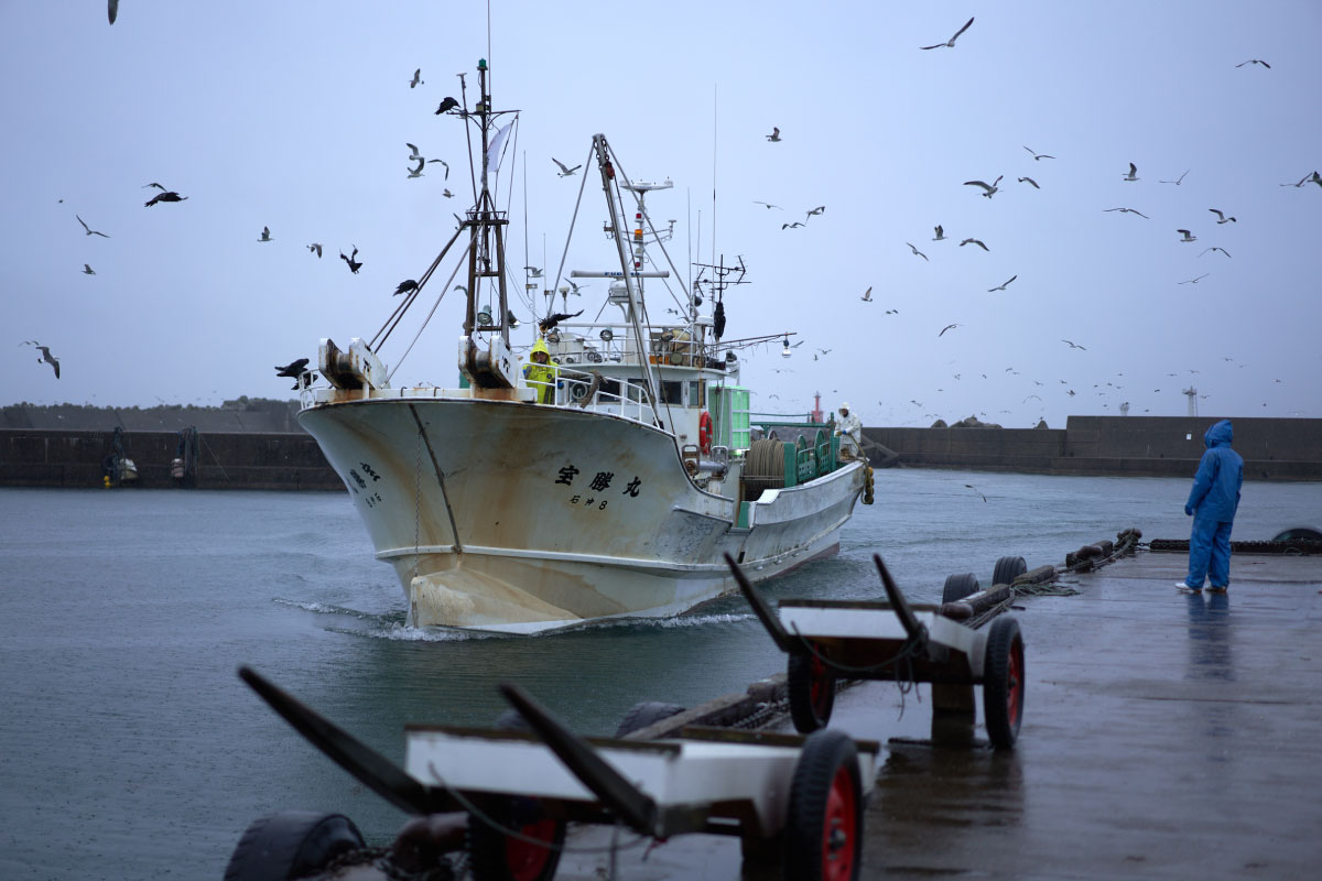 A ship just arriving from the sea
