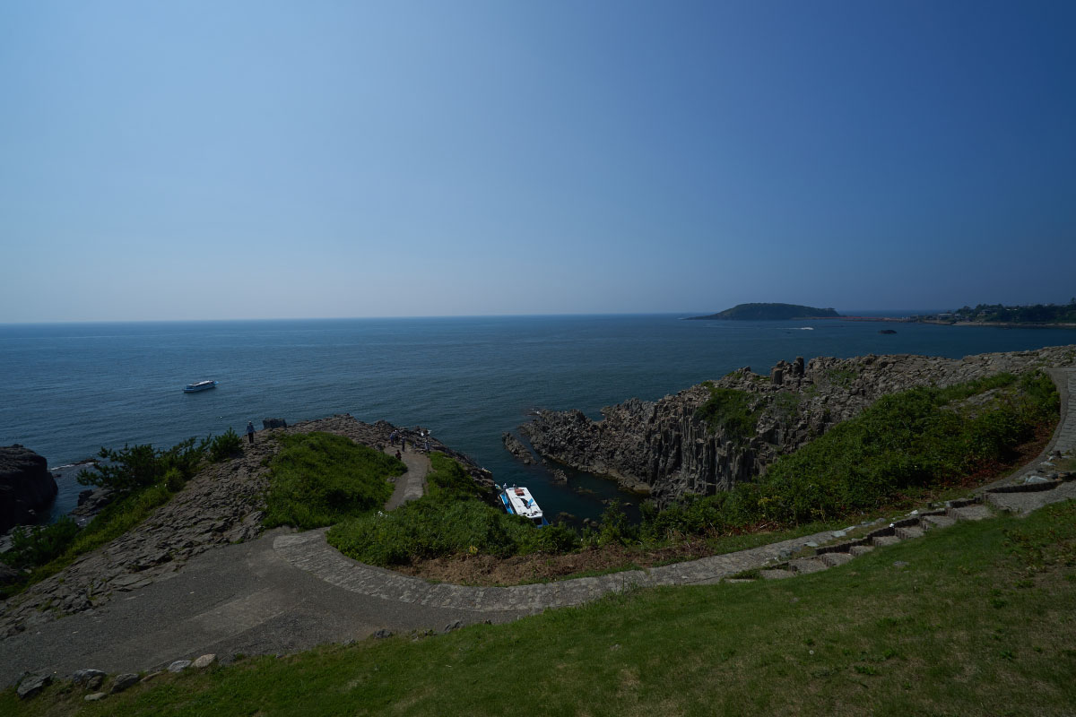 Rocky coastline in Tojinbo Cliffs