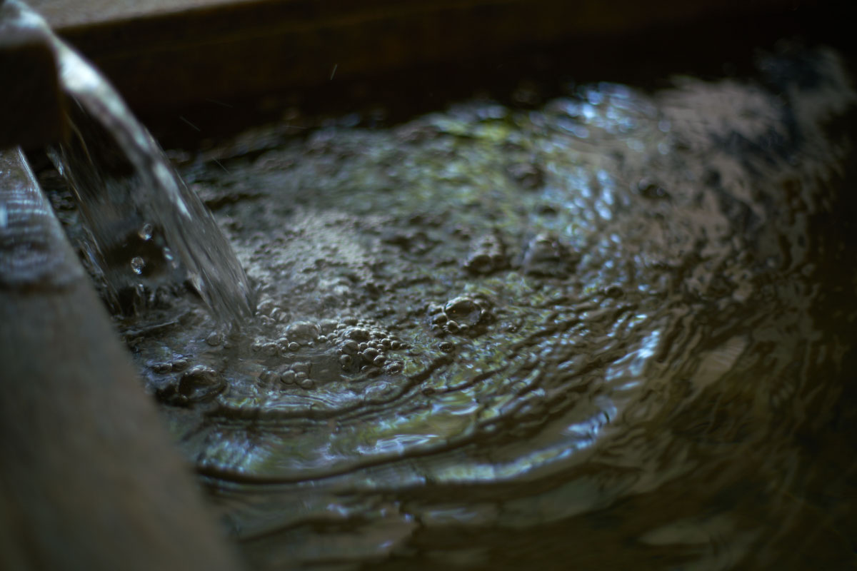 Clear winter water flowing from the mountain